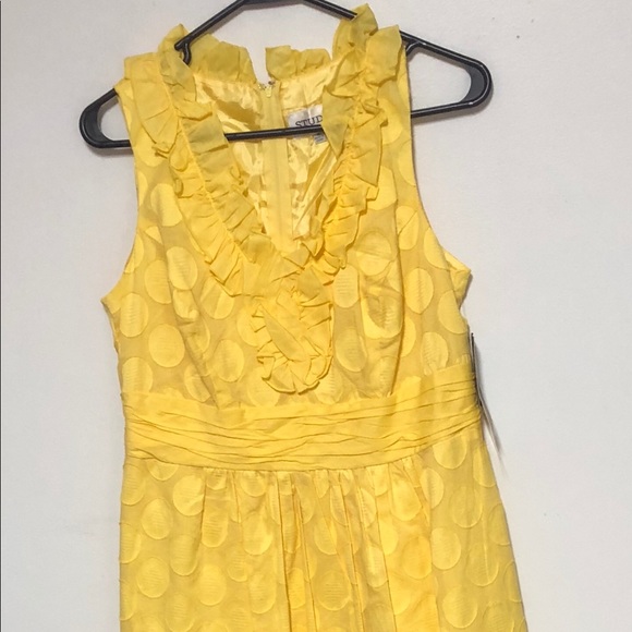 NWT-Studio One Yellow Ruffle Sleeveless Dress s10 - Picture 8 of 12